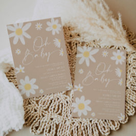 Oh Baby Daisy Beige Chá de fraldas Convite