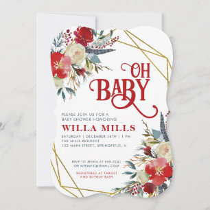 Oh Baby Floral Chá de fraldas Convite