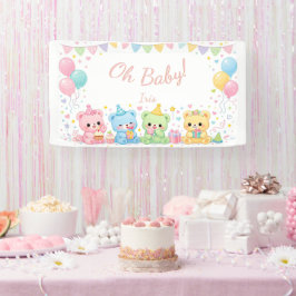 Oh Baby Girl Cute Bunny Pastel Baby Shower