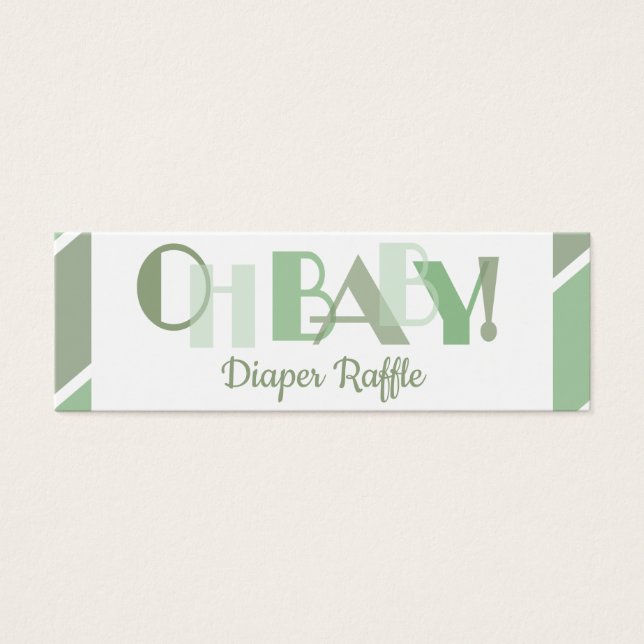 Oh Baby Green Modern Typografia Fralda Raffle (Frente)