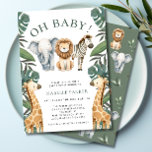 Oh Baby Jungle Safari Chá de fraldas Convite<br><div class="desc">Prepare-se para embarcar em uma aventura de safari selvagem com o nosso Convite para Chá de fraldas da Selva de Bebê Safari! Este adorável convite é perfeito para os rapazes e chás de fraldas neutros em termos de gênero, com ilustrações encantadoras de girafas, zebras, leões e elefantes. Traga a selva...</div>