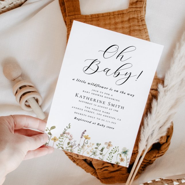 Oh Baby Little Wildflower Chá de fraldas Convite (Criador carregado)