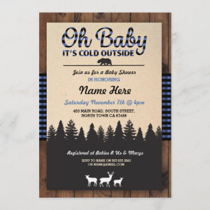 Oh Baby Lumberjack Blue Chá de fraldas Boy Convite