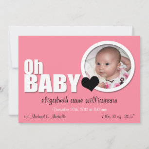 Oh Baby, Modern Pink Foto Nascimento Anúncios