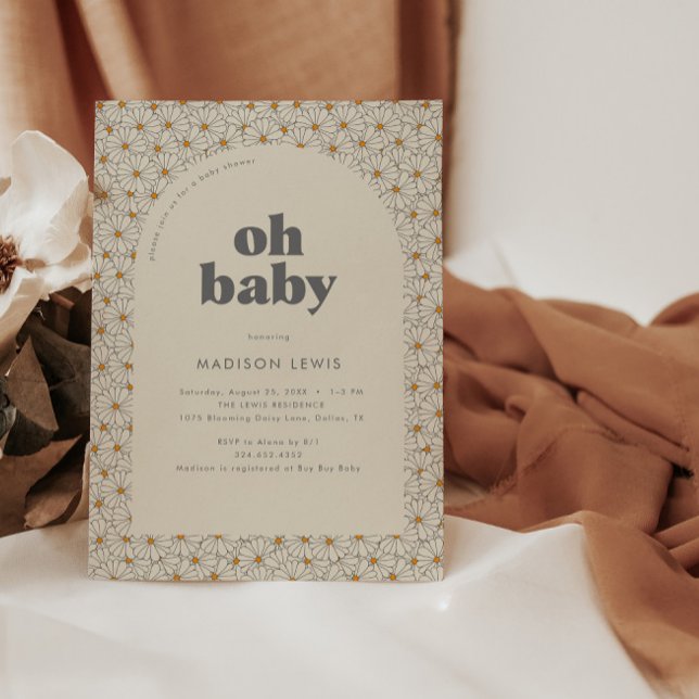 Oh Baby Retro Boho Daisy Chá de fraldas Convite (Criador carregado)