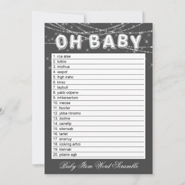 Oh, Baby String Light | Jogo do Word Scramble da c (Frente)