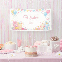 Oh Baby Woodland Cute Bunny Pastel Baby Shower