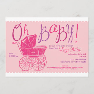 "Oh bebê!" convite de festas do chá da menina