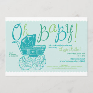 "Oh bebê!" convite de festas do chá do menino