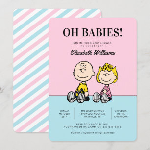 Oh, bebês! Peanuts Twins Convite para Chá de fra