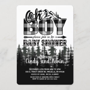 Oh Boy Cinza Lumberjack Chá de fraldas Convite