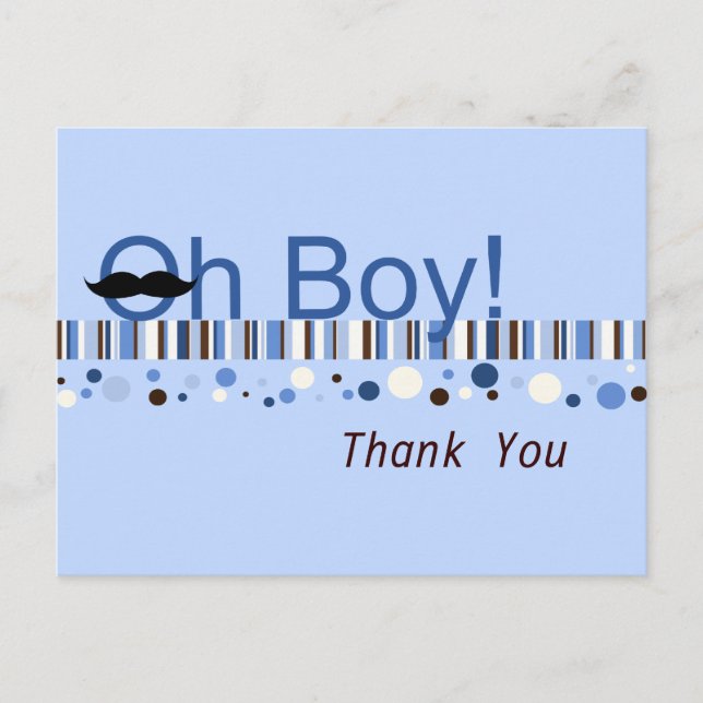 Oh Boy Pontos e Listras Cartão de Agradecimento (Frente)