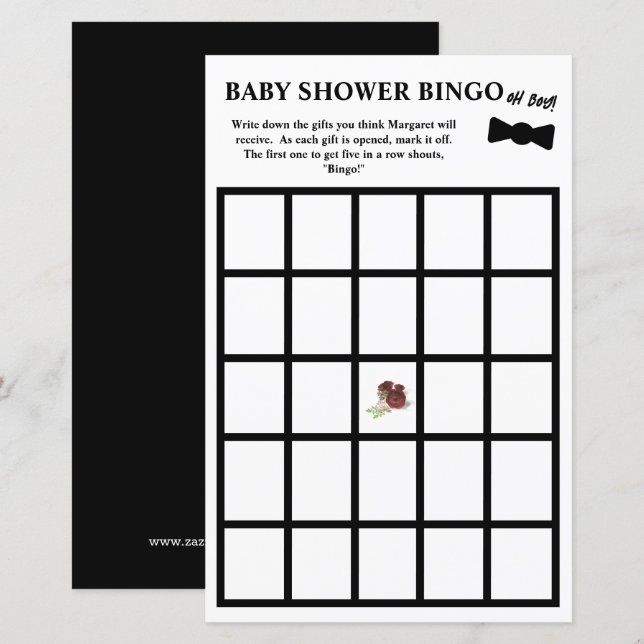 Oh Boy! Tuxedo Baby Shower Bingo (Frente/Verso)
