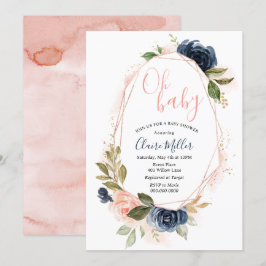 Oh Chá de fraldas Blush e convite para Marinho