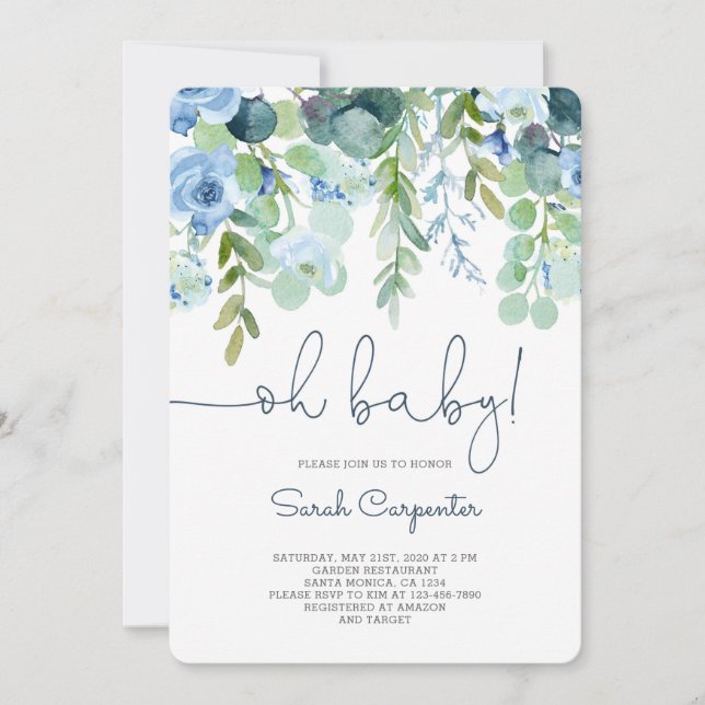 Oh chá de fraldas convite para o bebê (Frente)