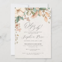 Oh chá de fraldas floral de flor rosa-bebê