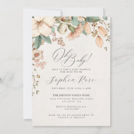 Oh chá de fraldas floral de flor rosa-bebê