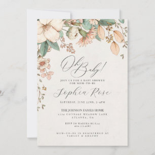 Oh chá de fraldas floral rosa-bebê