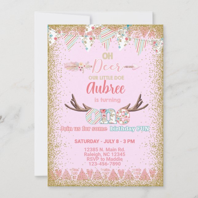 Oh, convite de aniversário de uma garota veada, co (Frente)