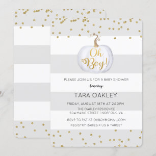 Oh convite do chá de fraldas do brilho da abóbor