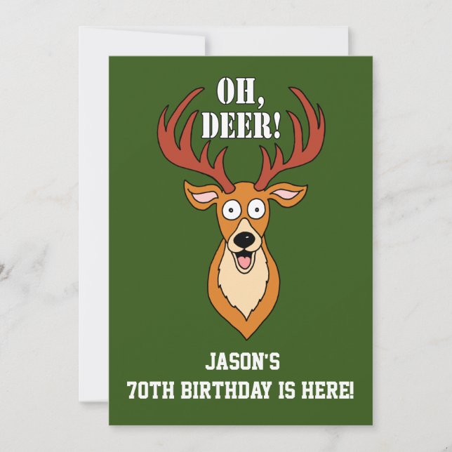 Oh Deer 70 Birthday Convite Personalizado (Frente)
