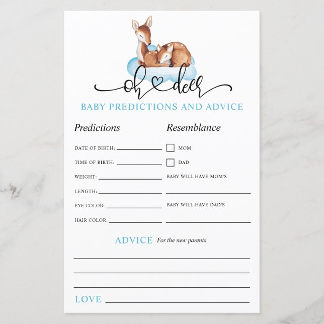 Oh Deer Blue Cloud Pretioning Game (Frente)