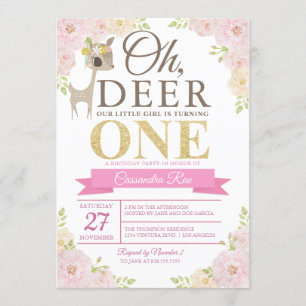 Oh Deer! Primeiro Convite de Aniversário