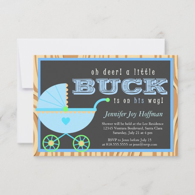 Oh Deer, Um Pequeno Buck Está A Caminho! Convite C (Frente)