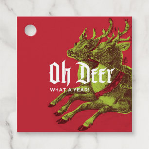 Oh Deer Vintage Reindeer - Etiqueta de presente de