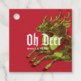 Oh Deer Vintage Reindeer - Etiqueta de presente de