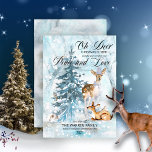 Oh Deer Woodland Animais Winter Peace and Love<br><div class="desc">"Oh Veado,  O Natal Está Aqui!" Animais da floresta "Paz e Amor" - veados de pomba e bebês,  coelhos e pássaros com uma árvore verde entre a queda de neve - design de férias.</div>