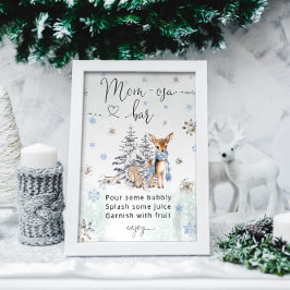 Oh Deer Woodland Animal Winter Mãe-osa Poster Bar