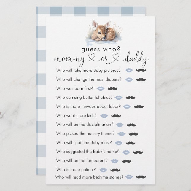 Oh Deer Woodland Winter Baby Show "Adivinha Quem"  (Frente/Verso)