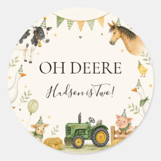 Oh Deere Farm Primeiro Aniversário Adesivo Redondo