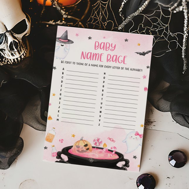 Oh Folha Ghoul Halloween Nome Bebê Jogo Race (Pink Oh Sheet Baby Shower Baby Name Race Game)