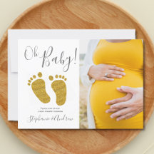 Oh Foto Dourada de Foto do Bebê Convite para Chá d