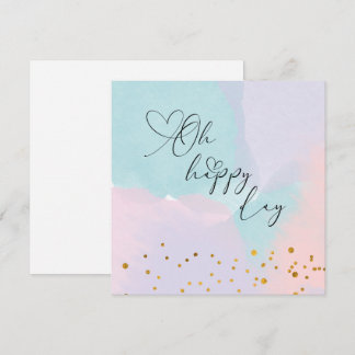 Oh Happy Day Dourado Glitter Aquarela Cartão de Sa