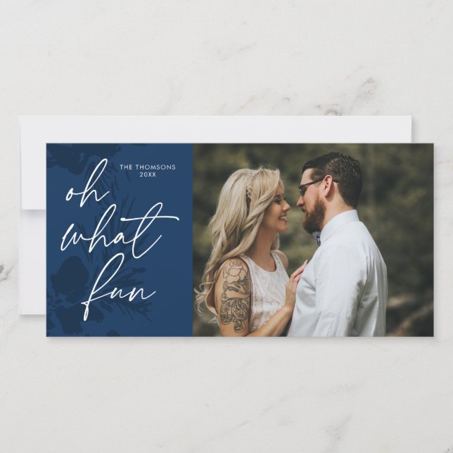 Oh Que Diversão Azul Natal Brilhante Cartão de Fér (Frente)