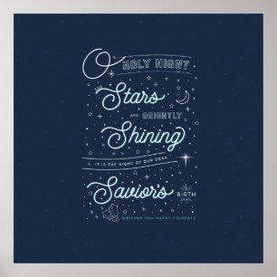 Oh Santa Poster de Natal 24x24 / Azul