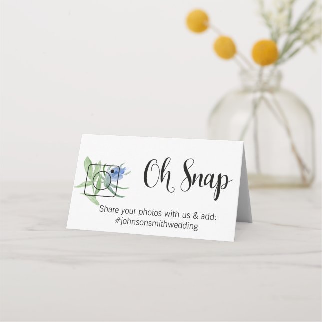 OH SNAP Cartão de mesa dobrado #hashtag casamento  (Frente)