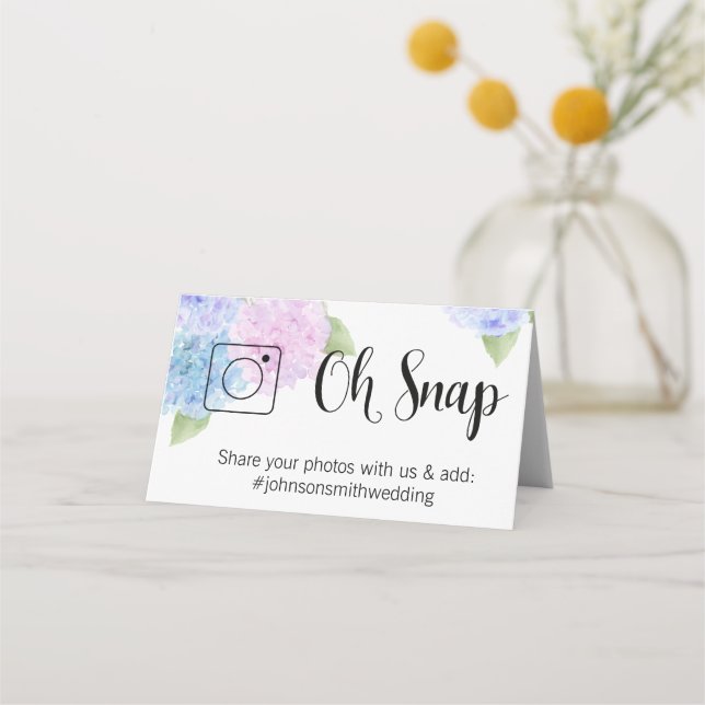 OH SNAP Cartão de mesa dobrado #hashtag hydrangea (Frente)