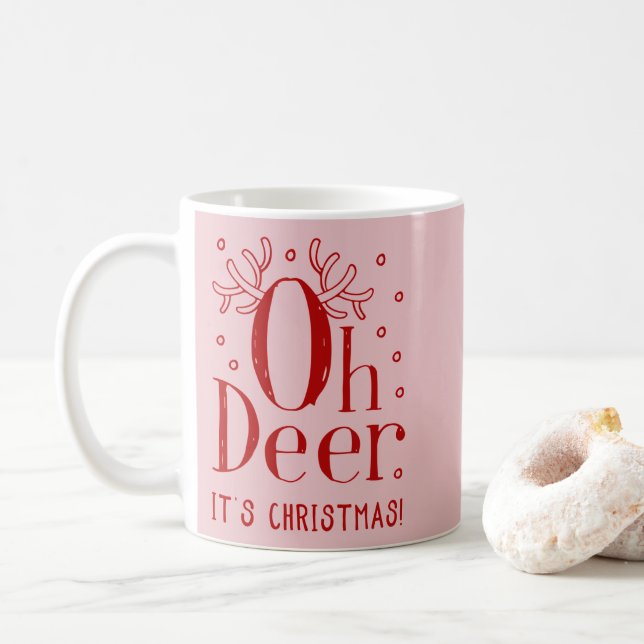 Oh veado, café com ilustração da caneca de Natal (Com Donut)