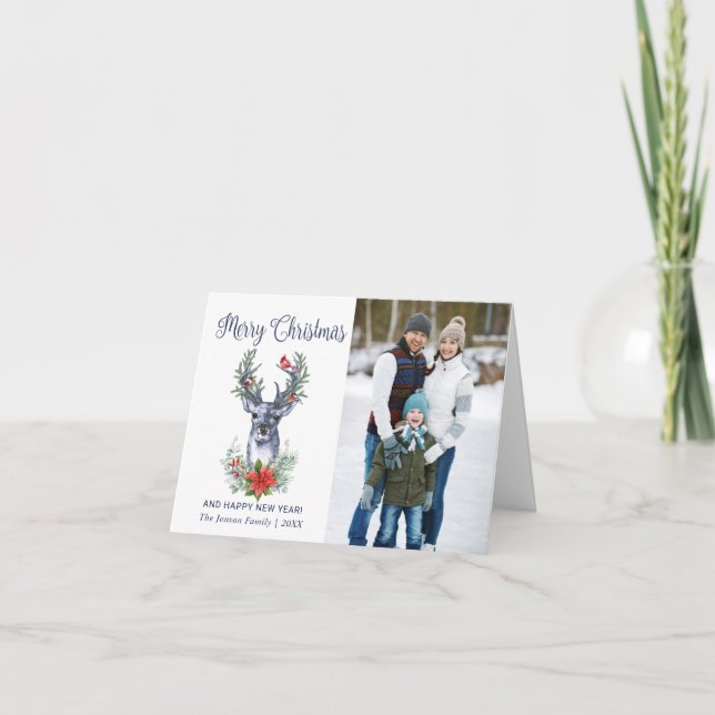 Oh Veado Que Feliz Cartão com fotos de Natal 2 (Frente)