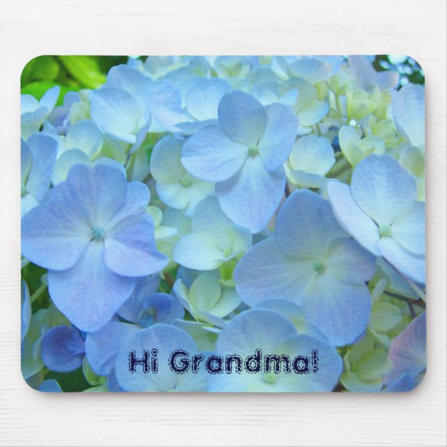 Oi Vovó! presentes mousepads Flores Hortênsias Azu (Frente)