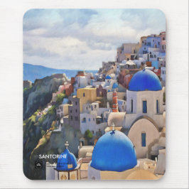 Oia, Santorini. Grécia.Pintura a óleo. Mousepad de