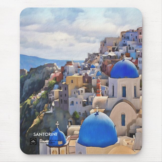 Oia, Santorini. Grécia.Pintura a óleo. Mousepad de (Frente)