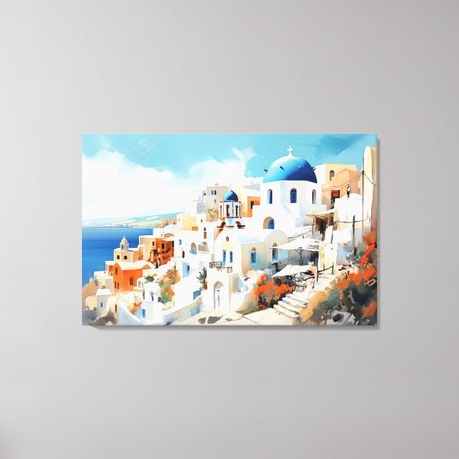 Oia, Santorini - Impressão de tela estendida (Frente)