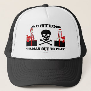 Oilman para fora a jogar, boné de Achtung do camp