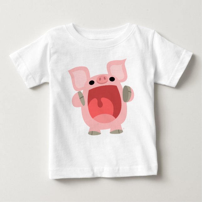 "OINK!!!!" Camiseta de bebê de porco e cartoon (Frente)