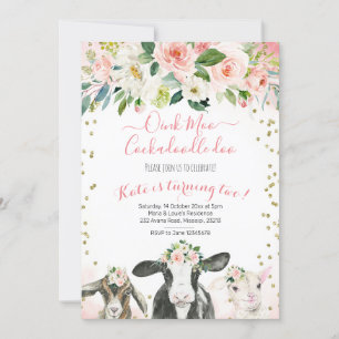 Oink Moo Cockadoodle Doo Girl Convite de Aniversá